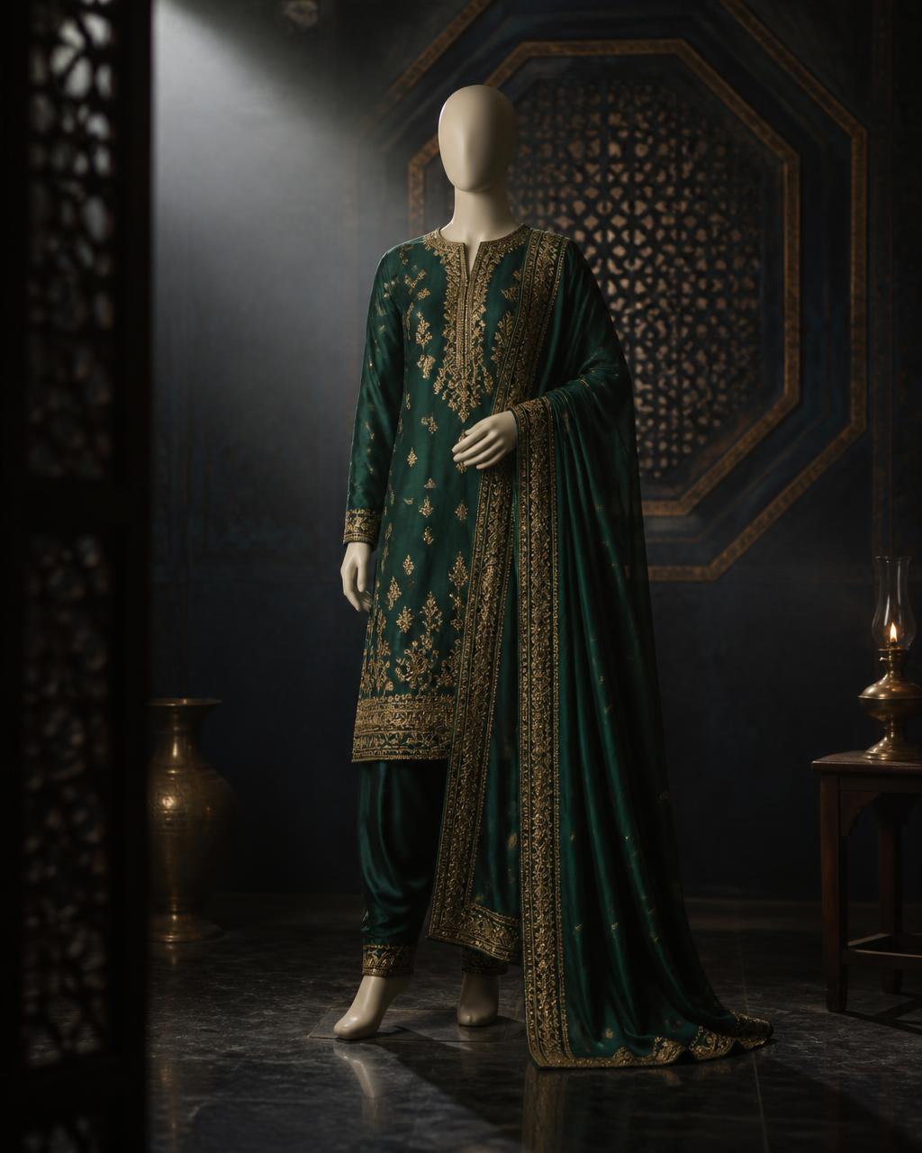 Koleksi Shalwar Kameez — Satu set sama celana dan dupatta